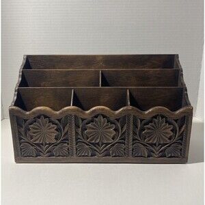 Vintage Lerner Faux Wood Desk Organizer | Mid Century Mail Sorter Wall Mount NY